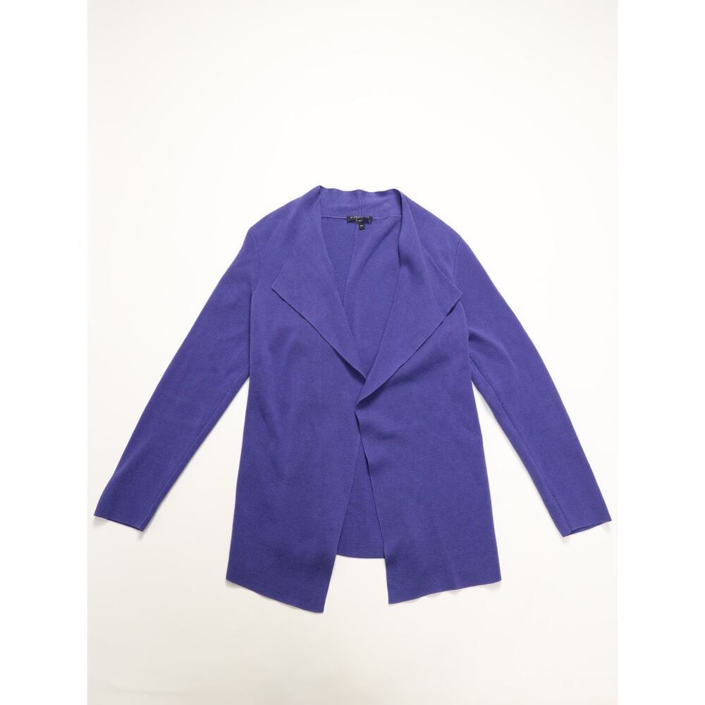 Eileen Fisher Silk Blend Cardigan Purple Front Drape Lightweight Jacket Petite M - Picture 7 of 13